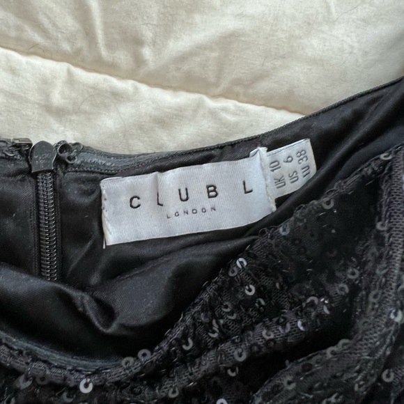 Club London | Black Strapless Mini Sequence Dress: 6 - Picture 5 of 5